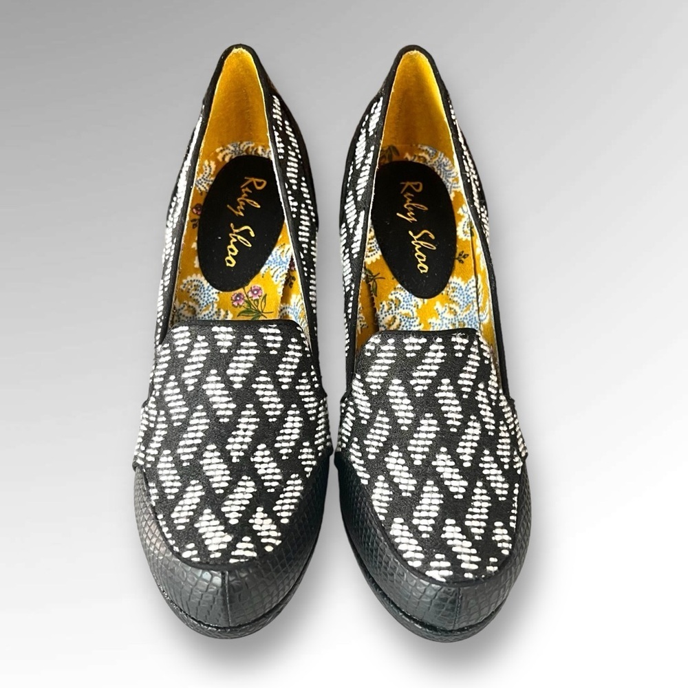 Ruby Shoo Kaylee Black & White Patterned Heels. - image 2